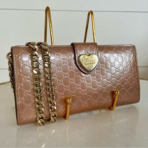 Gucci Micro GG Continental Wallet | Authentic Metallic Pink Gucci Wallet